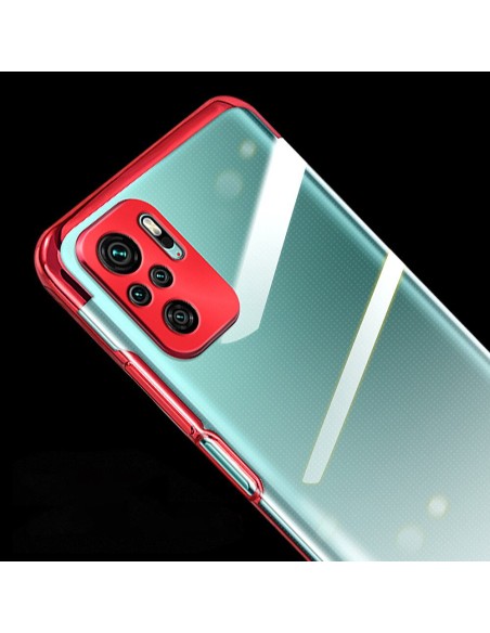 Skaidrios spalvos dėklo gelio dėklas su metaliniu rėmeliu Xiaomi Redmi Note 10 5G / Poco M3 Pro mėlynas Skaidrios spalvos dėklo gelio dėklas su metaliniu rėmeliu Xiaomi Redmi Note 10 5G / Poco M3 Pro mėlynas
