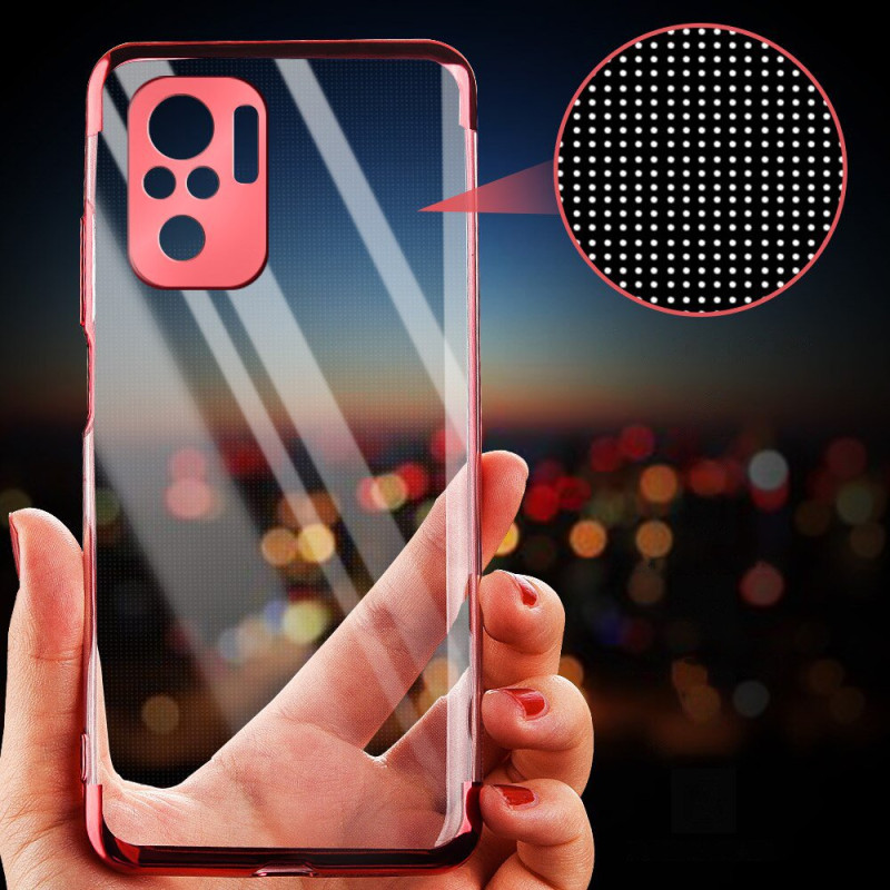 Skaidrios spalvos dėklo gelio dėklas su metaliniu rėmeliu Xiaomi Redmi Note 10 5G / Poco M3 Pro mėlynas