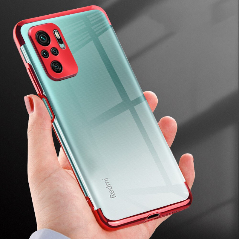 Skaidrios spalvos dėklo gelio dėklas su metaliniu rėmeliu Xiaomi Redmi Note 10 5G / Poco M3 Pro mėlynas