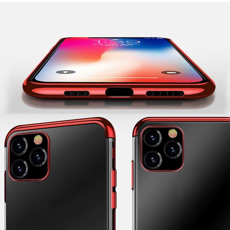 Skaidrios spalvos gelinis dėklas su metaliniu rėmeliu, skirtas Samsung Galaxy A22 4G red