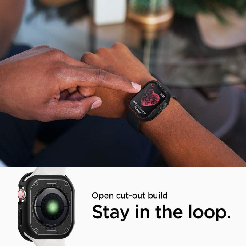 „Spigen Rugged Armor“ dėklas, skirtas Apple Watch 4/ 5/ 6/ 7/ 8/ SE (40/ 41 mm) – juodas