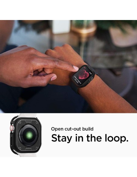 „Spigen Rugged Armor“ dėklas, skirtas Apple Watch 4/ 5/ 6/ 7/ 8/ SE (40/ 41 mm) – juodas „Spigen Rugged Armor“ dėklas, skirtas Apple Watch 4/ 5/ 6/ 7/ 8/ SE (40/ 41 mm) – juodas