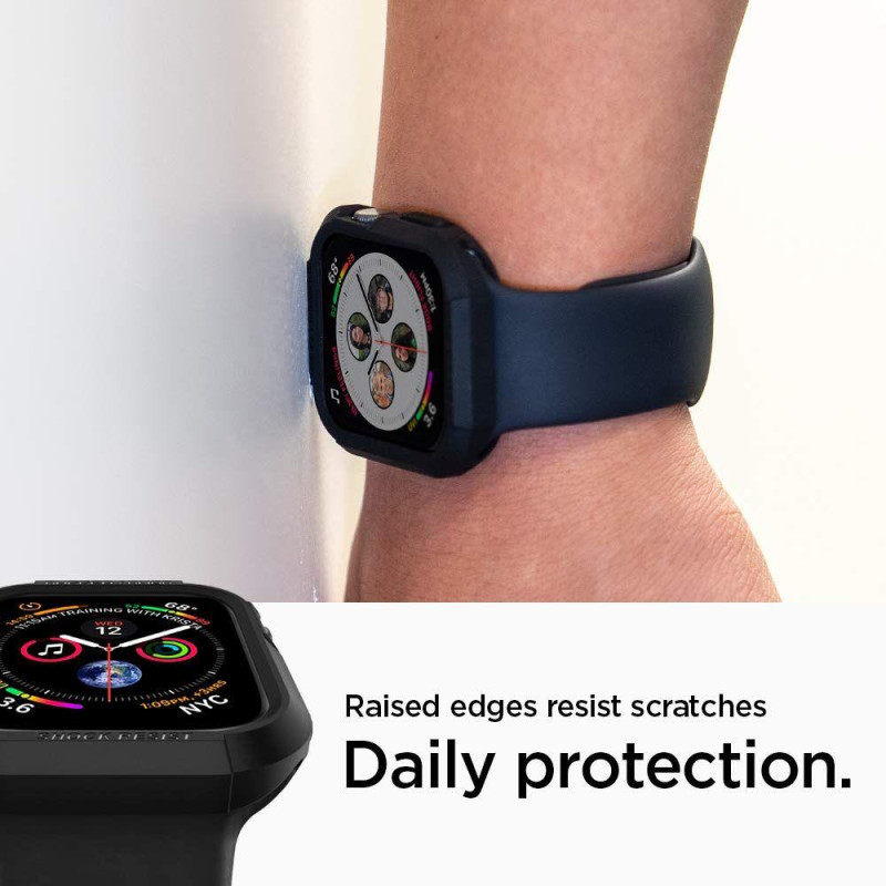 „Spigen Rugged Armor“ dėklas, skirtas Apple Watch 4/ 5/ 6/ 7/ 8/ SE (40/ 41 mm) – juodas