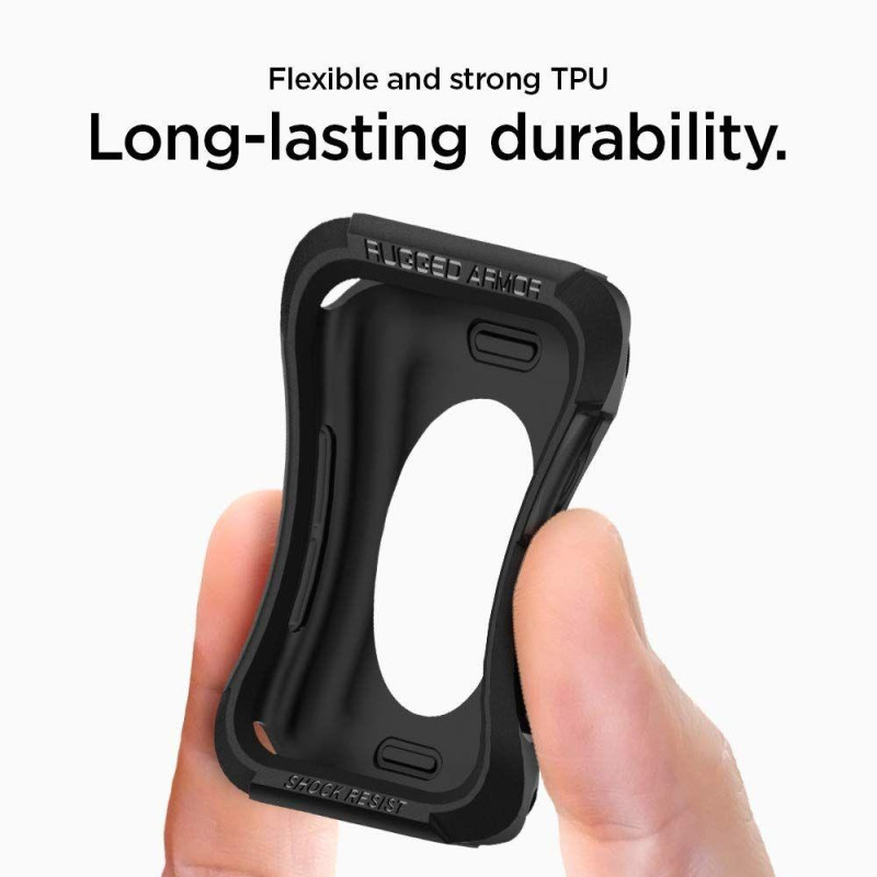 „Spigen Rugged Armor“ dėklas, skirtas Apple Watch 4/ 5/ 6/ 7/ 8/ SE (40/ 41 mm) – juodas