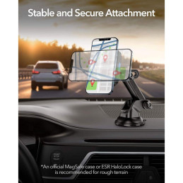ESR Halolock Magnetinis magnetinis laikiklis su MagSafe įkrovikliu automobilio kabinai - juodas
