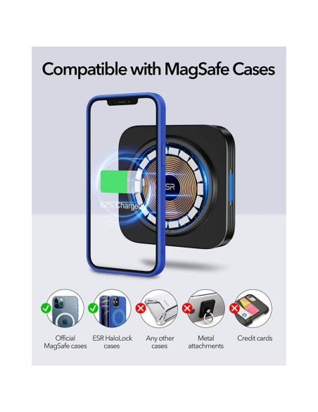 ESR Halolock Magnetinis magnetinis laikiklis su MagSafe įkrovikliu automobilio kabinai - juodas