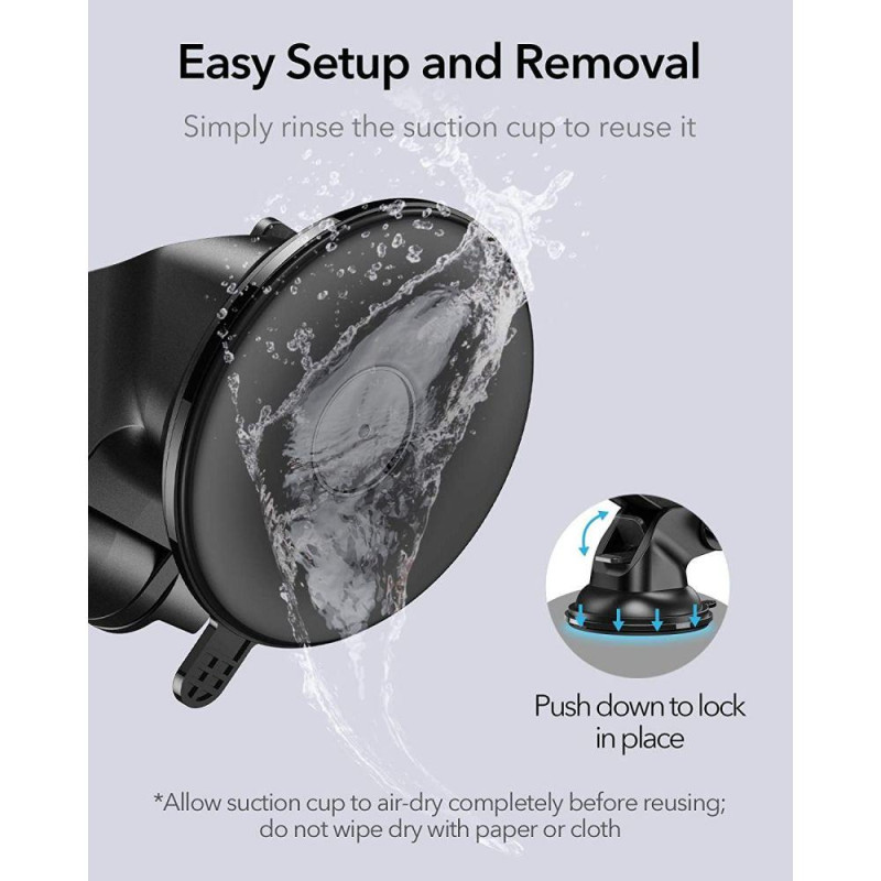 ESR Halolock Magnetinis magnetinis laikiklis su MagSafe įkrovikliu automobilio kabinai - juodas