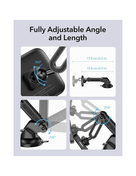 ESR Halolock Magnetinis magnetinis laikiklis su MagSafe įkrovikliu automobilio kabinai - juodas