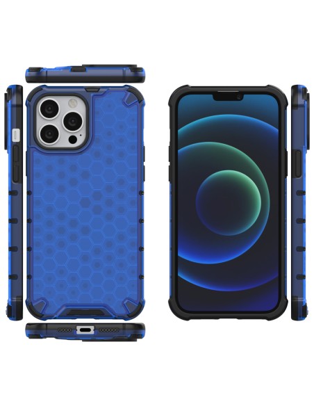 Korinis dėklas, šarvuotas dangtelis su gelio rėmeliu, iPhone 13 Pro Max, mėlynas