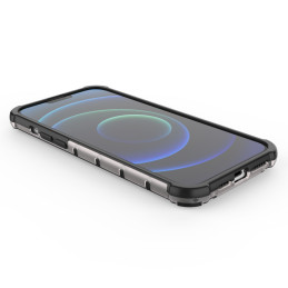 Korinis dėklas, šarvuotas dangtelis su gelio rėmeliu, iPhone 13 Pro Max, mėlynas