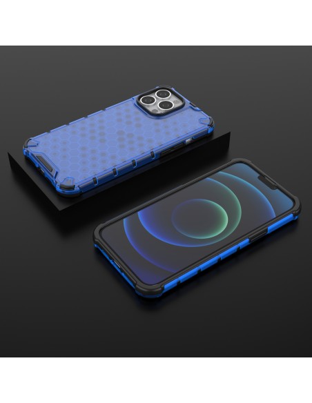Korinis dėklas, šarvuotas dangtelis su gelio rėmeliu, iPhone 13 Pro Max, mėlynas