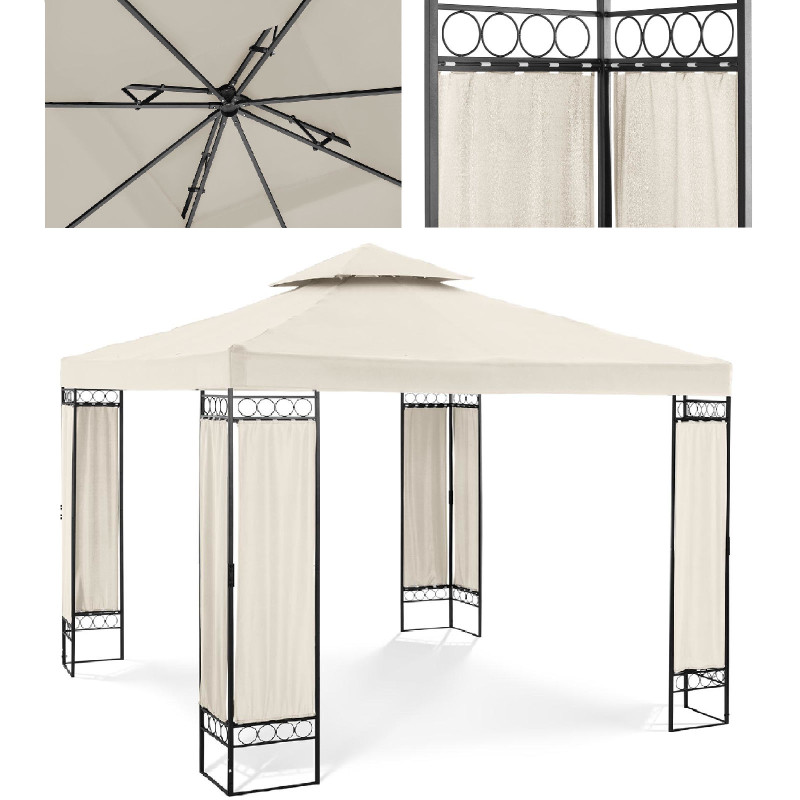 Sodo paviljono pavėsinė sulankstoma palapinė 3 x 3 x 2,6 m kreminė Sodo paviljono pavėsinė sulankstoma palapinė 3 x 3 x 2,6 m kreminė