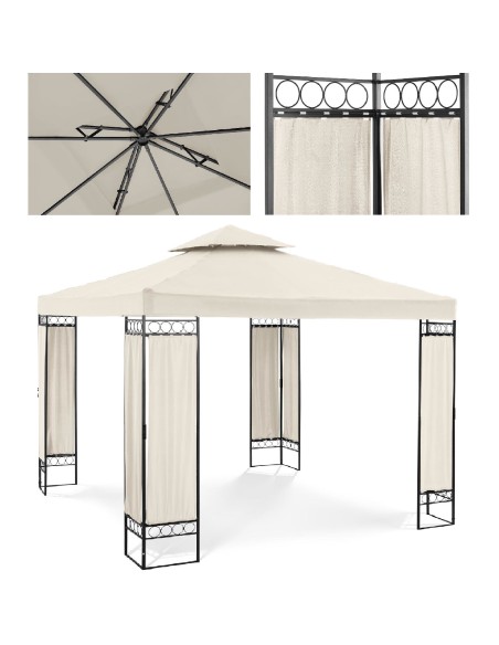 Sodo paviljono pavėsinė sulankstoma palapinė 3 x 3 x 2,6 m kreminė Sodo paviljono pavėsinė sulankstoma palapinė 3 x 3 x 2,6 m kreminė