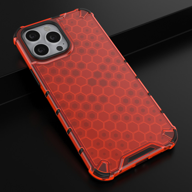 Korinis šarvuotas dėklas su gelio rėmeliu, skirtas iPhone 13 Pro Max raudonas