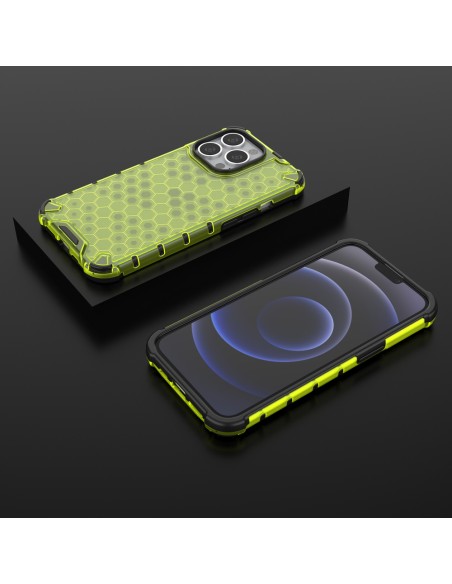 Korinis šarvuotas dėklas su gelio rėmeliu, skirtas iPhone 13 Pro, žalias