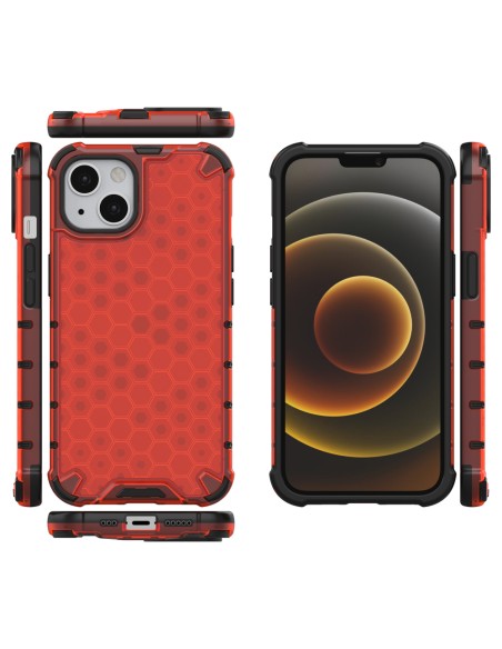 Korinis dėklas, šarvuotas dangtelis su gelio rėmeliu, iPhone 13, raudonas Korinis dėklas, šarvuotas dangtelis su gelio rėmeliu, iPhone 13, raudonas