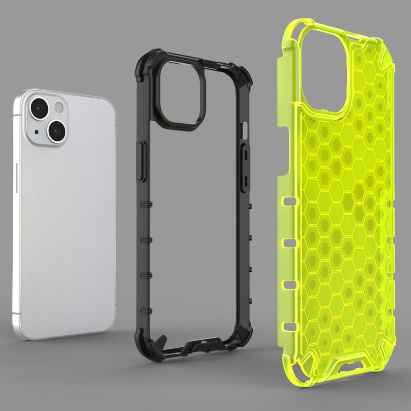 Korinis dėklas, šarvuotas dangtelis su gelio rėmeliu, iPhone 13, raudonas