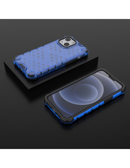 Korinis dėklas, šarvuotas dangtelis su gelio rėmeliu, iPhone 13 mini mėlynas