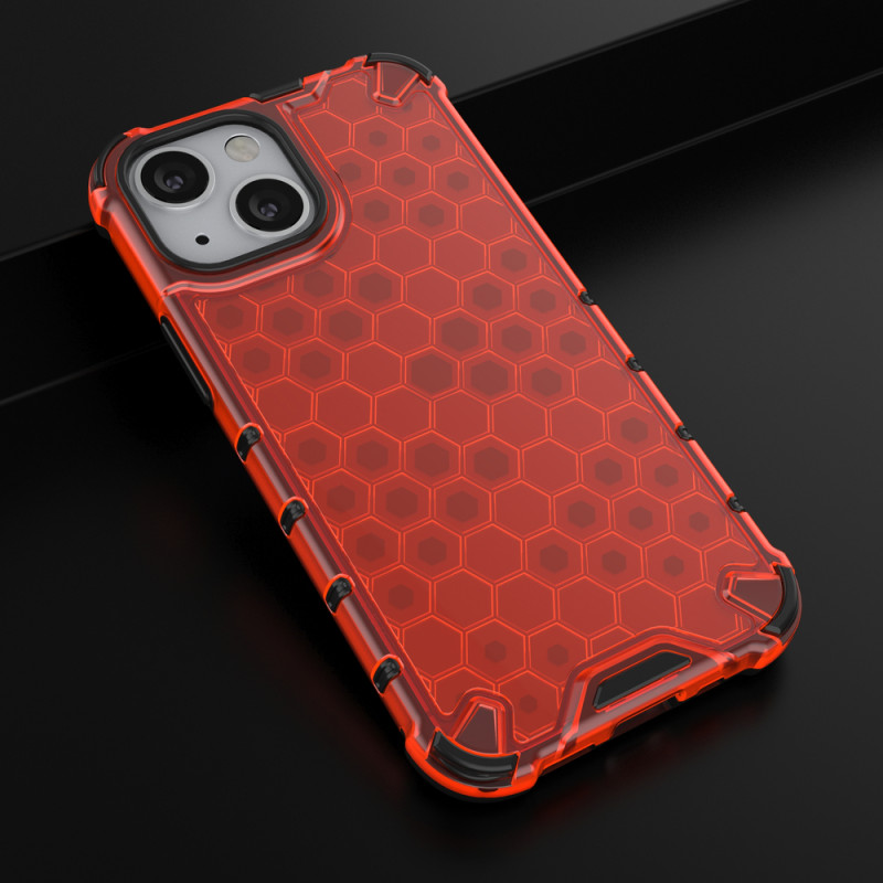 Korinis dėklas, šarvuotas dangtelis su gelio rėmeliu, iPhone 13 mini, raudonas