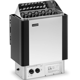 Elektrinė pirties krosnelė su įmontuotu valdymu 8-12 m3 iki 110C 400 V 8 kW sidabrinė-juoda
