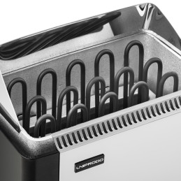 Elektrinė pirties krosnelė su įmontuotu valdymu 8-12 m3 iki 110C 400 V 8 kW sidabrinė-juoda