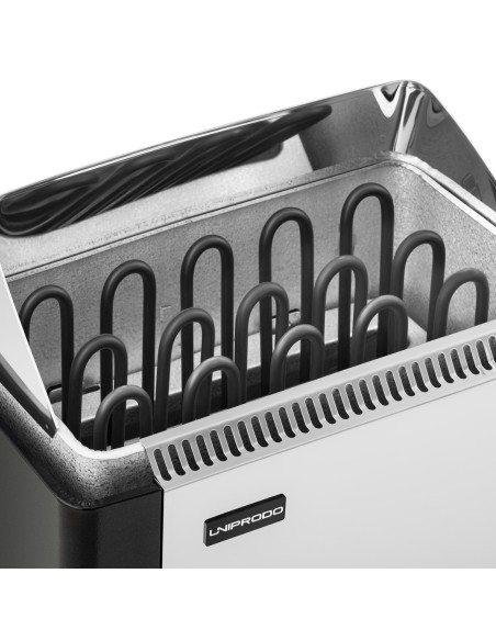 Elektrinė pirties krosnelė su įmontuotu valdymu 8-12 m3 iki 110C 400 V 8 kW sidabrinė-juoda Elektrinė pirties krosnelė su įmontuotu valdymu 8-12 m3 iki 110C 400 V 8 kW sidabrinė-juoda