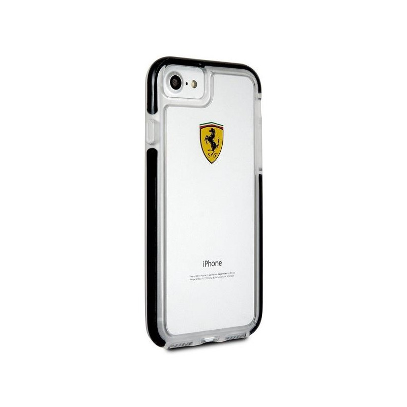 Ferrari smūgiams atsparus dėklas iPhone 7 / 8 / SE 2020 / SE 2022 - skaidrus ir juodas