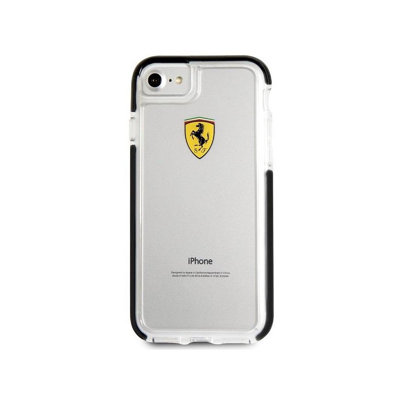 Ferrari smūgiams atsparus dėklas iPhone 7 / 8 / SE 2020 / SE 2022 - skaidrus ir juodas