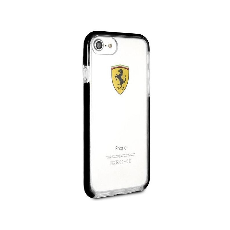 Ferrari smūgiams atsparus dėklas iPhone 7 / 8 / SE 2020 / SE 2022 - skaidrus ir juodas