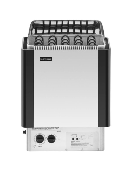 Elektrinė pirties krosnelė su įmontuotu valdymu 8-12 m3 iki 110C 400 V 8 kW sidabrinė-juoda Elektrinė pirties krosnelė su įmontuotu valdymu 8-12 m3 iki 110C 400 V 8 kW sidabrinė-juoda