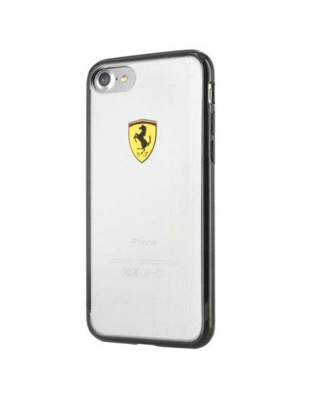 Ferrari Racing Shield dėklas, skirtas iPhone 7 / 8 / SE 2020 / SE 2022 - skaidrus ir juodas