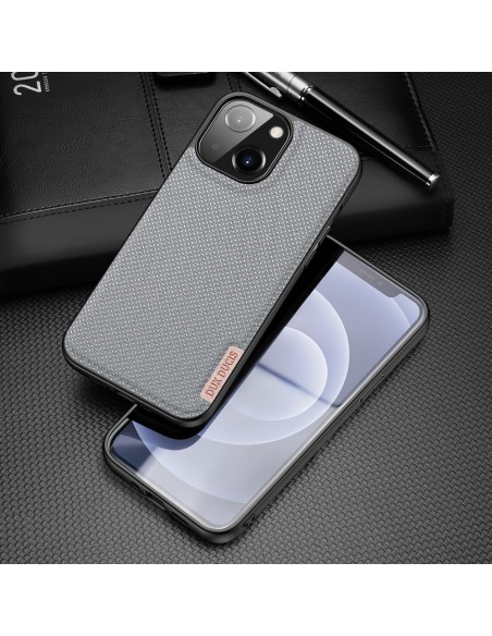 Dux Ducis Fino dėklo dangtelis padengtas nailono medžiaga iPhone 13 mini pilka