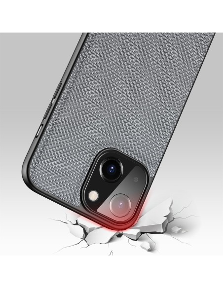 Dux Ducis Fino dėklo dangtelis padengtas nailono medžiaga iPhone 13 mini pilka