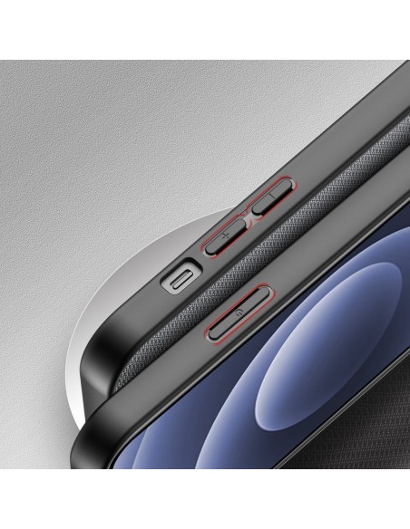 Dux Ducis Fino dėklo dangtelis padengtas nailono medžiaga iPhone 13 mini pilka