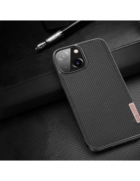 Dux Ducis Fino dėklo dangtelis padengtas nailono medžiaga iPhone 13 mini pilka