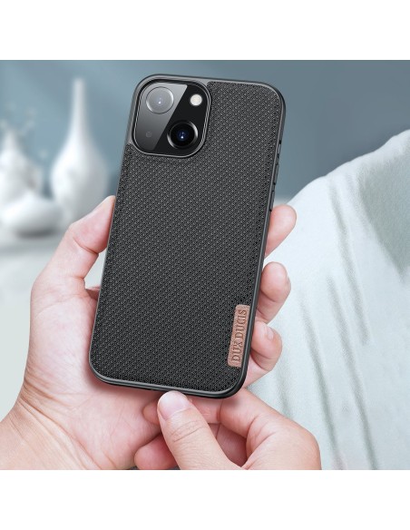 Dux Ducis Fino dėklo dangtelis padengtas nailono medžiaga iPhone 13 mini pilka