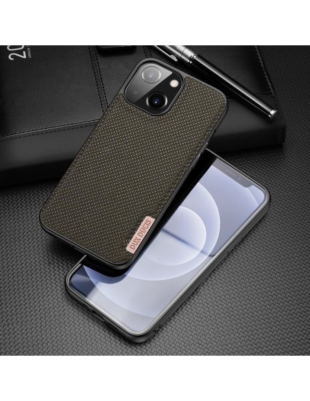 Dux Ducis Fino dėklo dangtelis padengtas nailono medžiaga iPhone 13 mini žalia