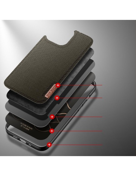 Dux Ducis Fino dėklo dangtelis padengtas nailono medžiaga iPhone 13 mini žalia