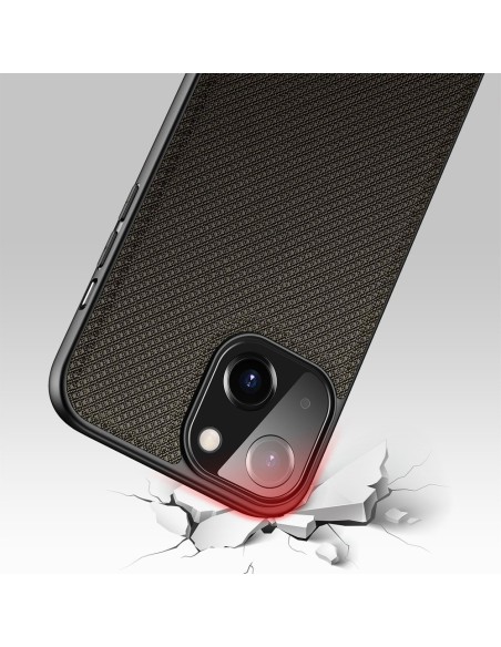 Dux Ducis Fino dėklo dangtelis padengtas nailono medžiaga iPhone 13 mini žalia