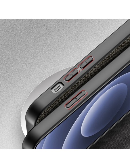 Dux Ducis Fino dėklo dangtelis padengtas nailono medžiaga iPhone 13 mini žalia