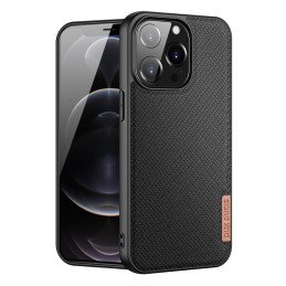 Dux Ducis Fino dėklas, dangtelis padengtas nailono medžiaga, iPhone 13 Pro, juodas
