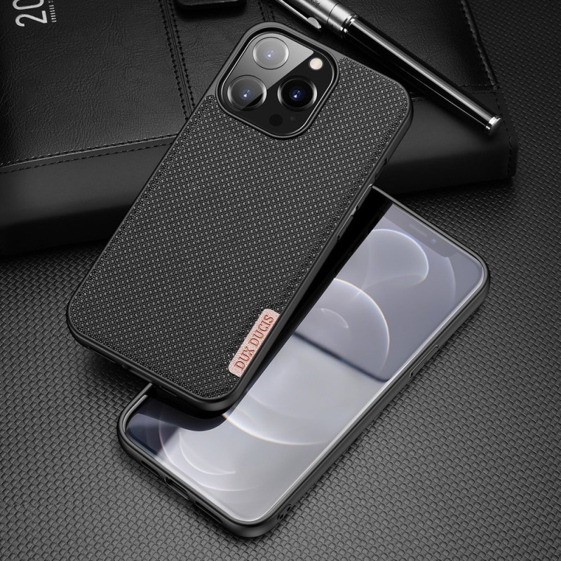 Dux Ducis Fino dėklas, dangtelis padengtas nailono medžiaga, iPhone 13 Pro, juodas