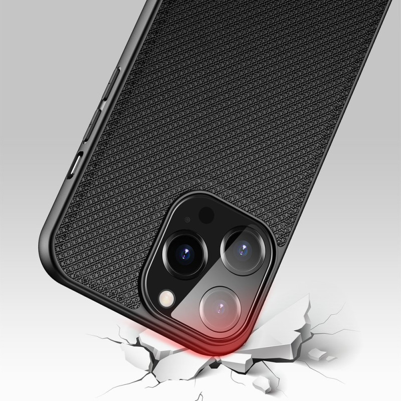 Dux Ducis Fino dėklas, dangtelis padengtas nailono medžiaga, iPhone 13 Pro, juodas