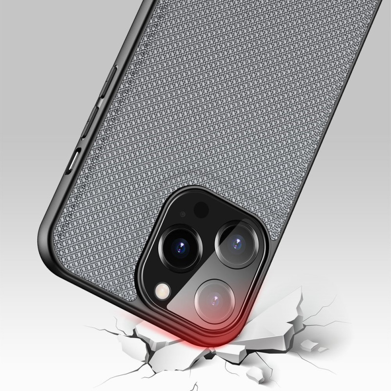 Dux Ducis Fino dėklas, dangtelis, dengtas nailono medžiaga, iPhone 13 Pro, pilka