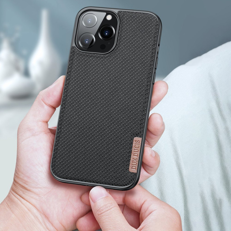 Dux Ducis Fino dėklas, dangtelis, dengtas nailono medžiaga, iPhone 13 Pro, pilka