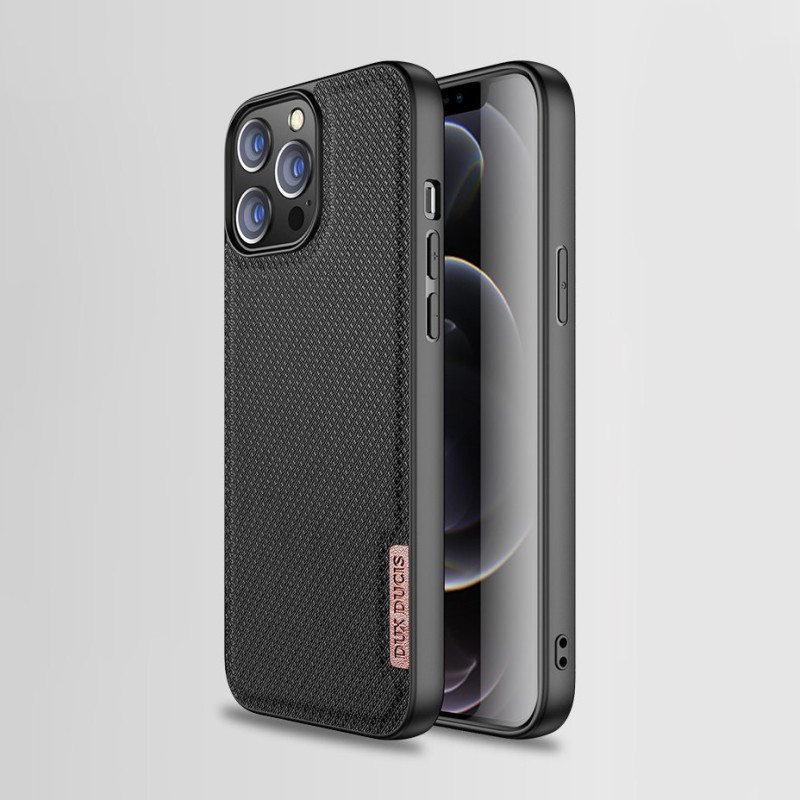 Dux Ducis Fino dėklas, dangtelis, dengtas nailono medžiaga, iPhone 13 Pro, pilka