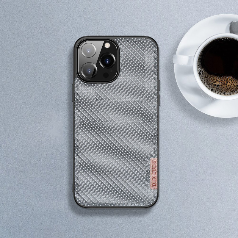 Dux Ducis Fino dėklas, dangtelis, dengtas nailono medžiaga, iPhone 13 Pro, pilka