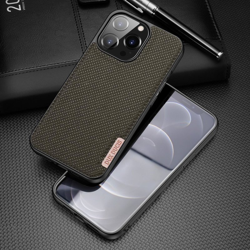 Dux Ducis Fino dėklas, dangtelis padengtas nailono medžiaga, iPhone 13 Pro, žalias