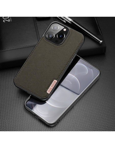 Dux Ducis Fino dėklas, dangtelis padengtas nailono medžiaga, iPhone 13 Pro, žalias Dux Ducis Fino dėklas, dangtelis padengtas nailono medžiaga, iPhone 13 Pro, žalias