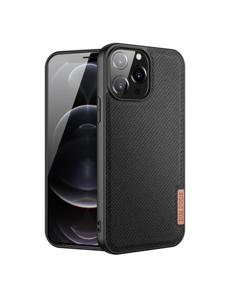 Dux Ducis Fino dėklas, dangtelis padengtas nailono medžiaga, iPhone 13 Pro Max, juodas Dux Ducis Fino dėklas, dangtelis padengtas nailono medžiaga, iPhone 13 Pro Max, juodas